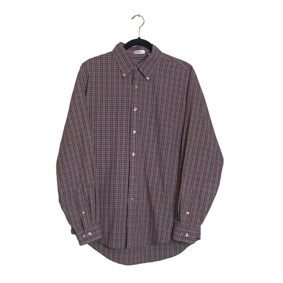 Van Heusen Red and Black Plaid Casual Button Down Shirt - Picture 7 of 9